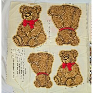 Cranston Print Works Cut & Sew Old Fashioned Bears Vintage Pillow Plush Uncut